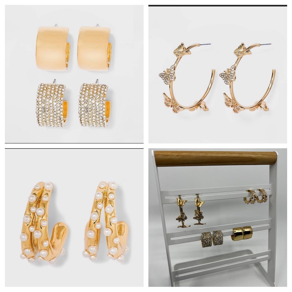 Four pair bundle of SUGARFIX by BaubleBar nickel-free earrings.